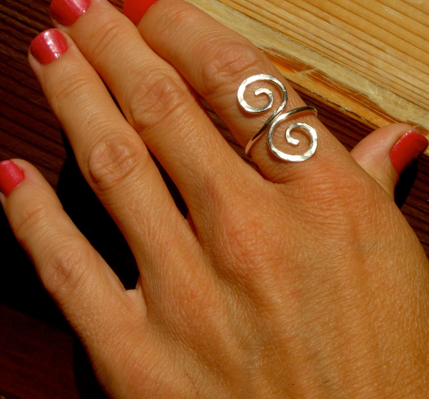 Hand Hammered Silver Filled Adjustable Ring