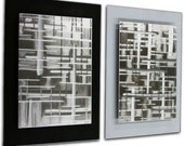 Black and White Abstract Art 'Rift Zones Black/White' - 32x24 in. - Unique/Original Design- Silver Wall Decor - Contemporary Artwork