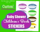 Baby Shower Book Labels - Stickers for Children's Books - Bookplate Oval / Round - Custom Printable PDF - Personalized