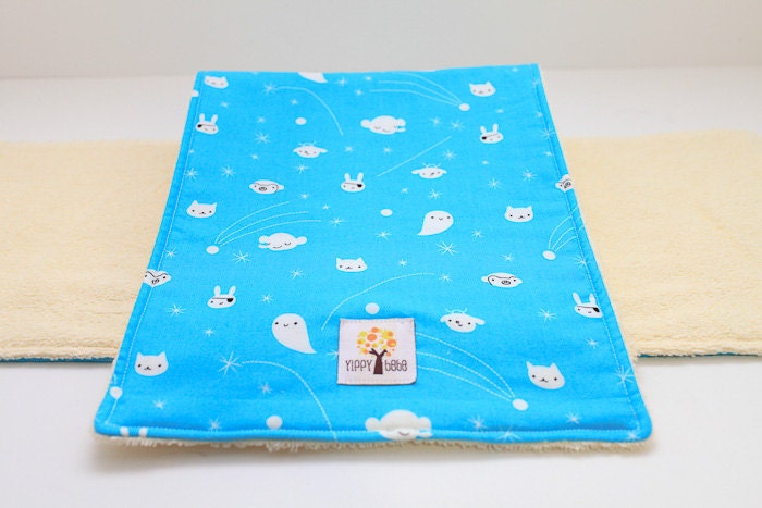 Baby Boy Burp Cloth Set of 2 Blue Space Animals
