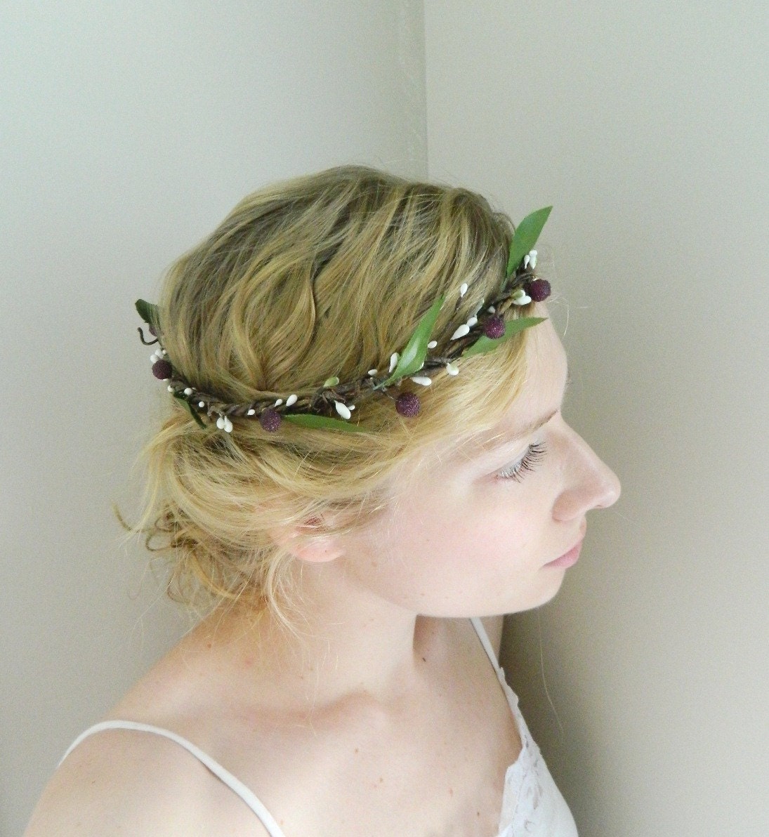 Woodland Forest Crown 'Winterberry' Leaf and Berry Rustic Wedding Hair Accessory