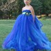 Peacock tulle flower girl dress