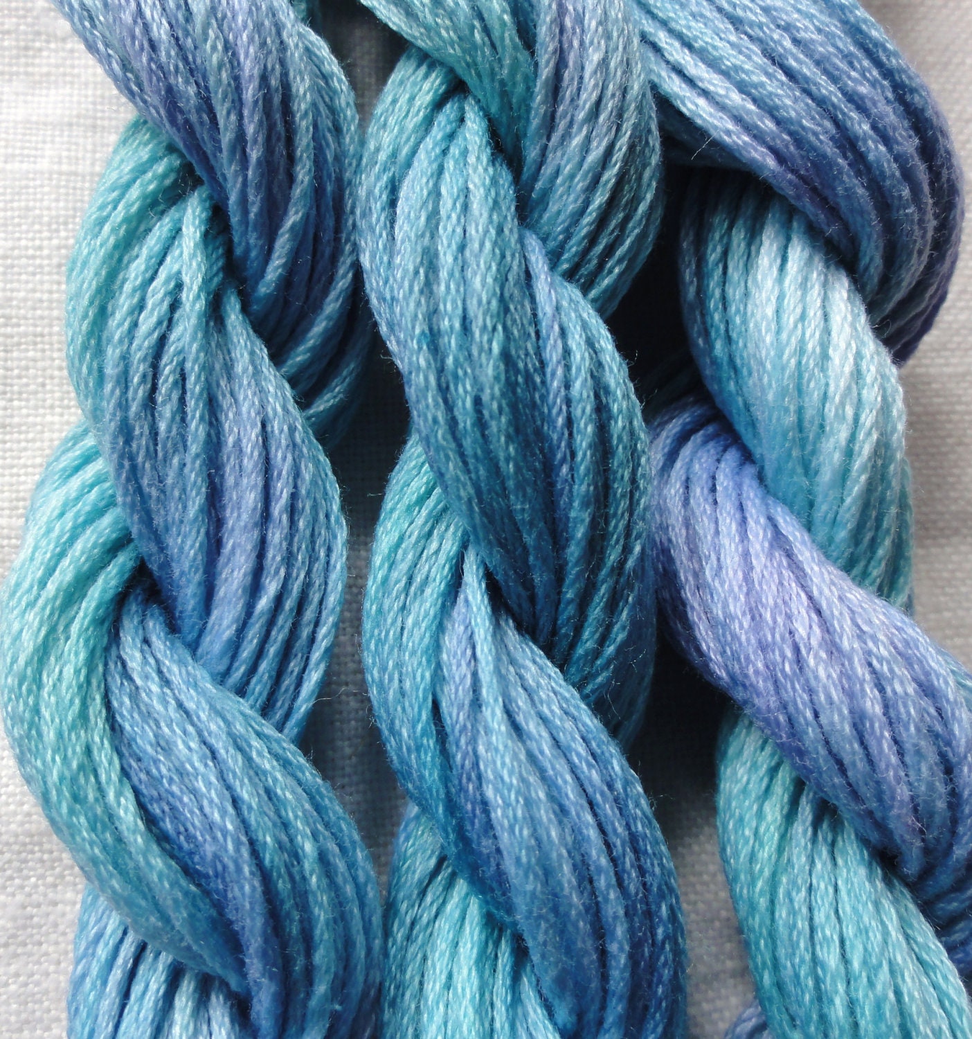 Hand dyed stranded cotton,