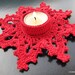 Crochet Snowflake Candle Holder, Christmas Crochet Decoration, Red White Christmas Table Decor, Cyprus Crochet Lyubava