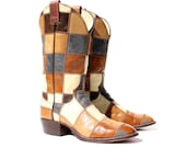 Reserved..Ryman Ready: Perfectly Patchworked Country Couture. Legendary Boots Made in USA by Larry Mahan. Size - Mens VTG US 7 B