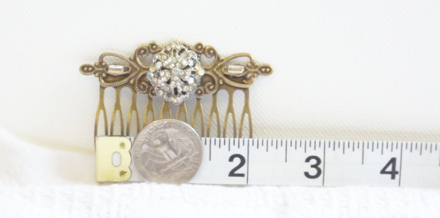 2 Rhinestone Button Hair Combs
