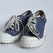 Blue denim wedge platform sneakers