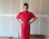 vintage 1940s dress, red dress,  40s dress
