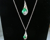 KRAMER Chrysoprase Sea Shell Necklace and Brooch