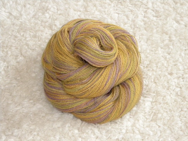 Hand Dyed Yarn, 2 ply lace weight, Suri Alpaca and Merino wool, 610 yards/100g- 'Fields of Gold'