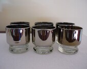 Set of 6 Vintage Silver Ombre Low Ball Glasses, Mad Men Style Barware, Mid Century Glassware - bellaroni