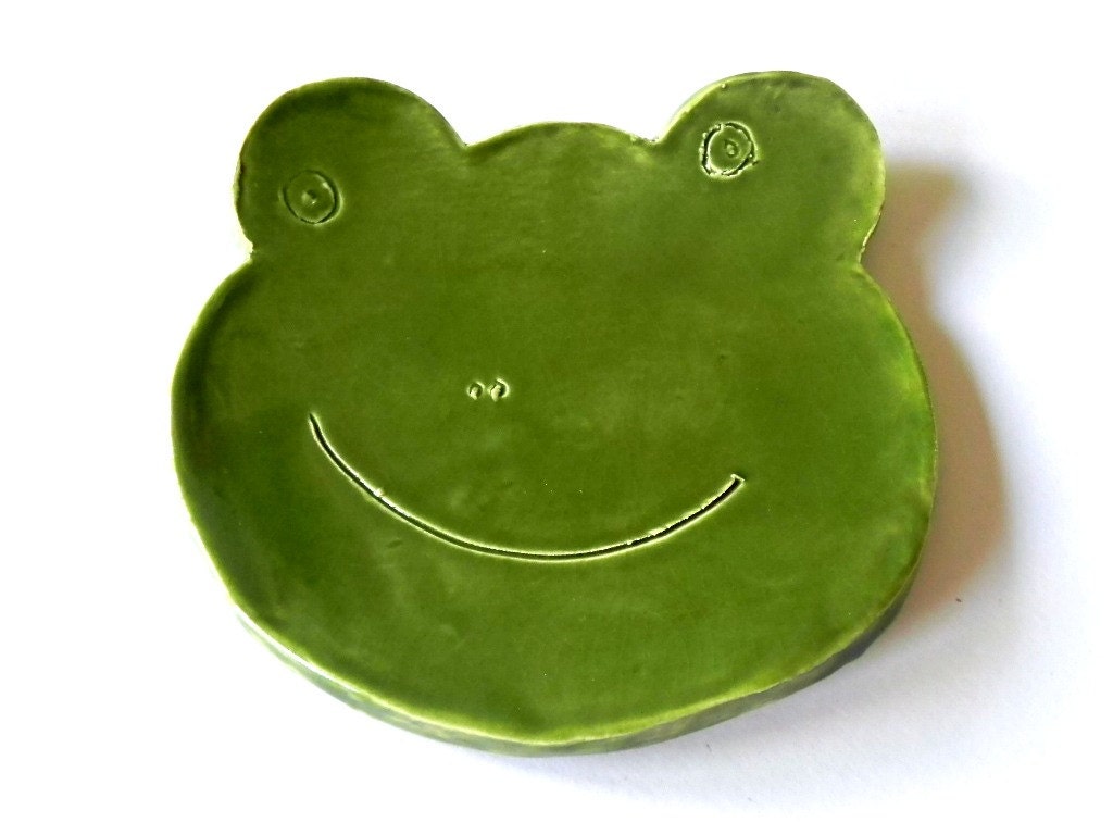 Frog Ceramic Plate Green Dish Animal Spoon Rest St Patrick Day Gift - Ceraminic