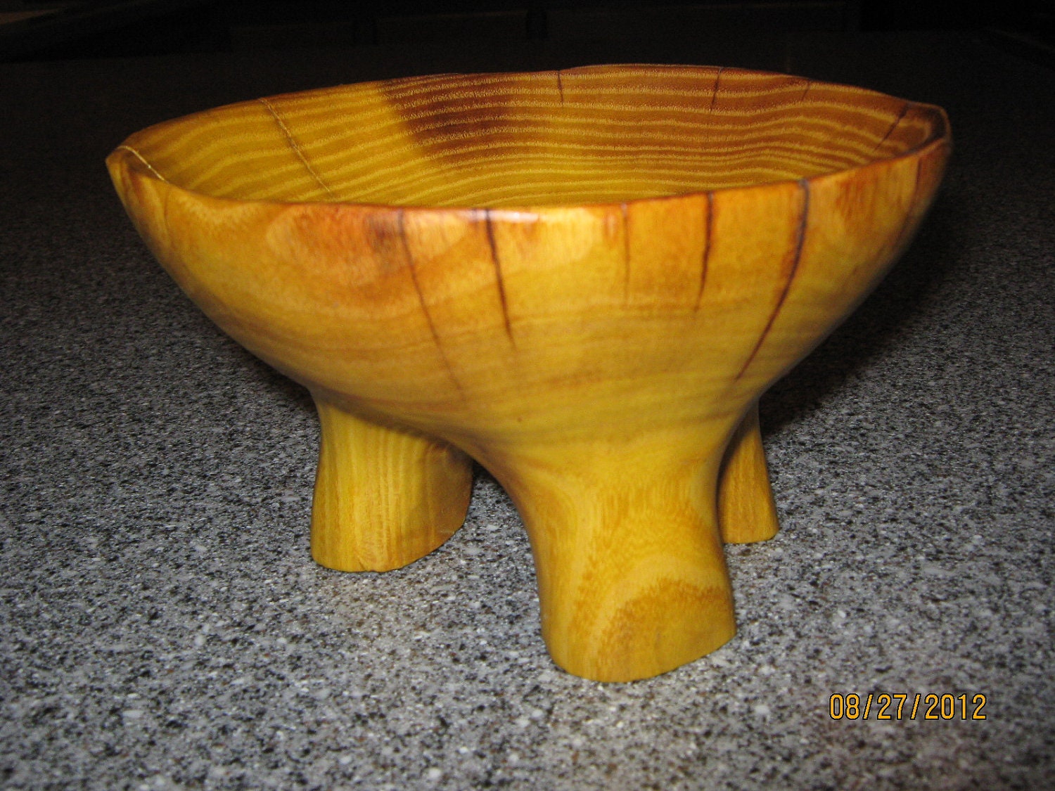 Rustic hand carved wooden bowl