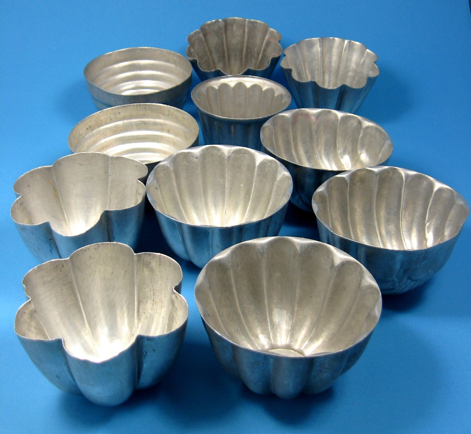 Vintage Group Pudding Molds Jelly Set of 11 England 1940s Moulds