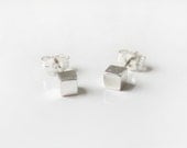 Small silver studs, silver cube earrings
