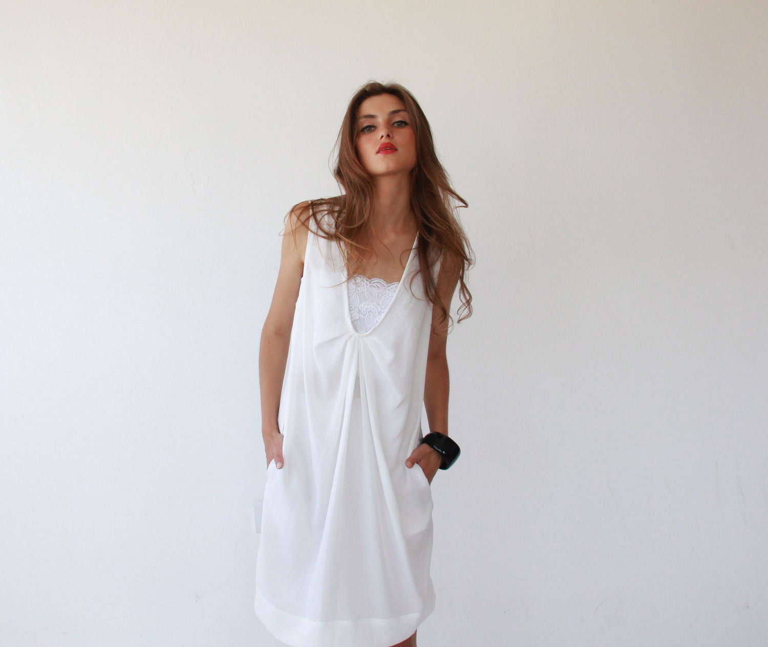 White sundress , loose and comfortable