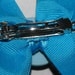 bright blue and leopard print hair bow- hair bow with button, animal print barrette