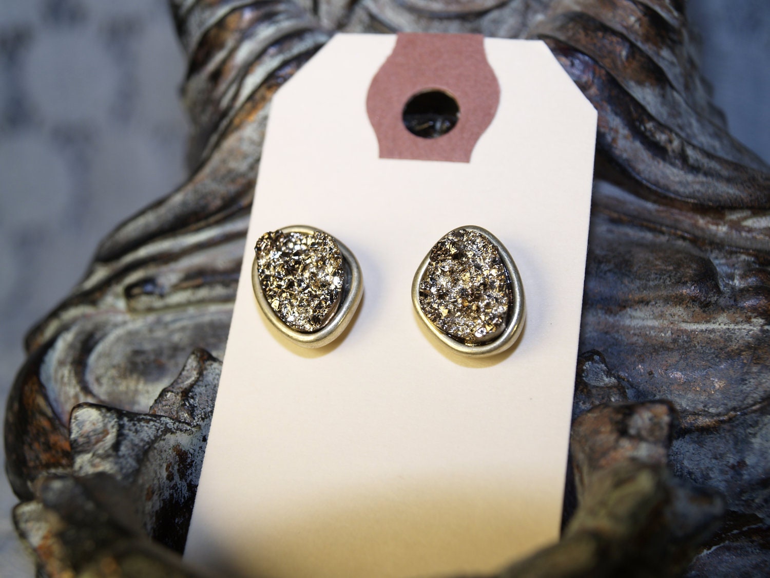 Bronze Druzy Stud Earrings