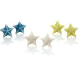 White porcelain star stud earrings