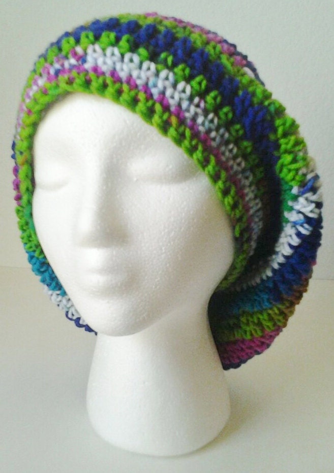 Crochet Oversized Slouchy Hat - Rainbow/Tie Dye/Psychedelic Colors