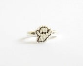 Little Ghost glow in the dark cross stitch ring, made to order, gifts under 10