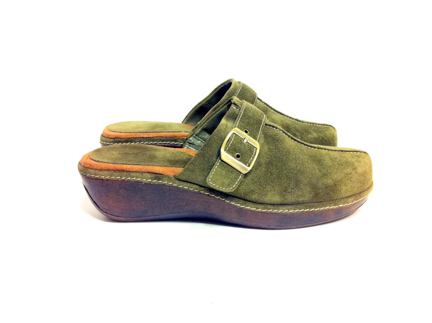 clog suede leather slip on