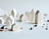 Little Alpine Village -Unglazed Porcelain Miniature House Sculptures