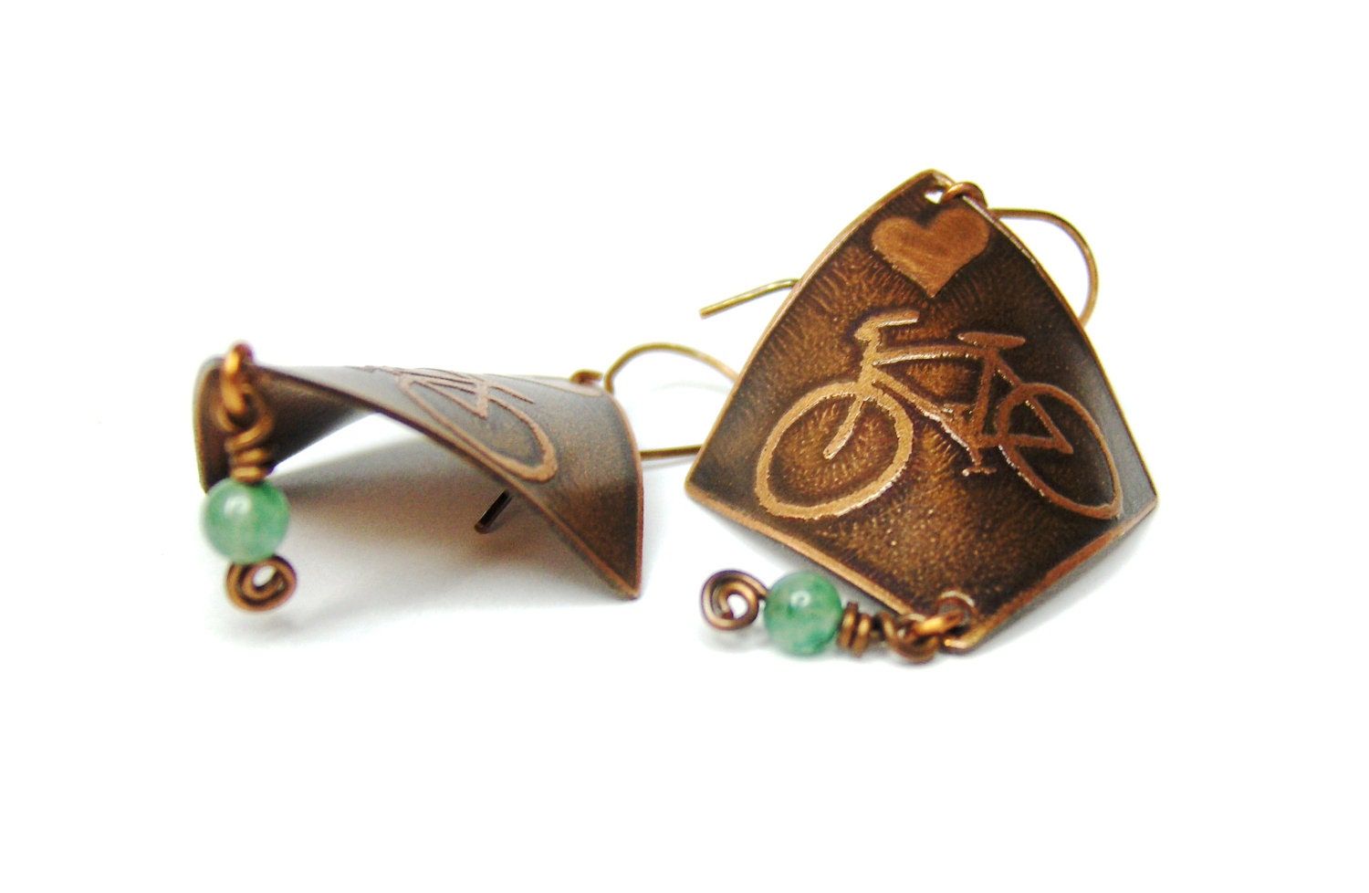 Love Biking Green Earrings