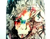 aceo portrait illustration portrait artist trading card,watercolor artwork of original artwork The dark side of you.