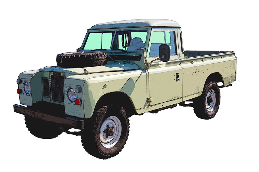 Land Rover Pickup Truck Poster Print Illustration Classic