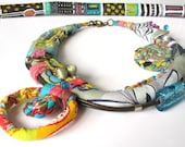 fabric necklace.multistrand necklace,colourful fabric necklace, neck ornament neck adornment fabric braided necklace - ATLIART