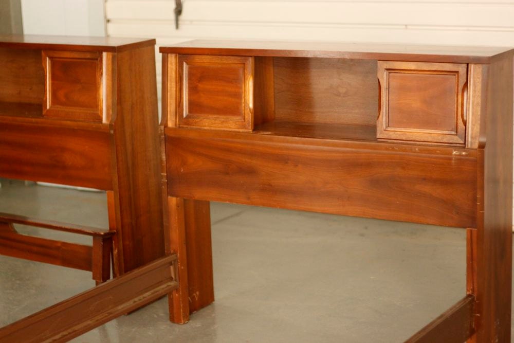 Custom Furniture Mid Century Bookcase Twin Bed Set by Dixie