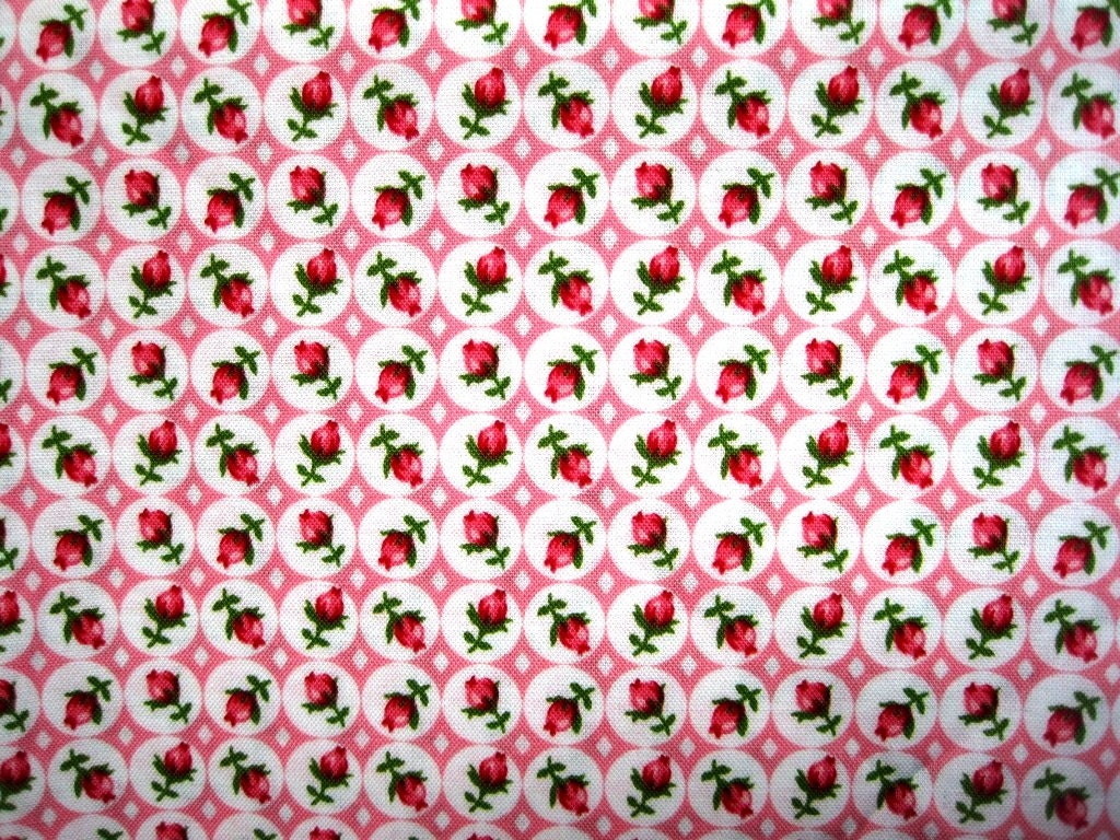 Tiny Rosebuds Fabric, Fat Quarter,  Pink / White, 18" X 22" inches, 100% Cotton, For Victorian & Romantic Projects