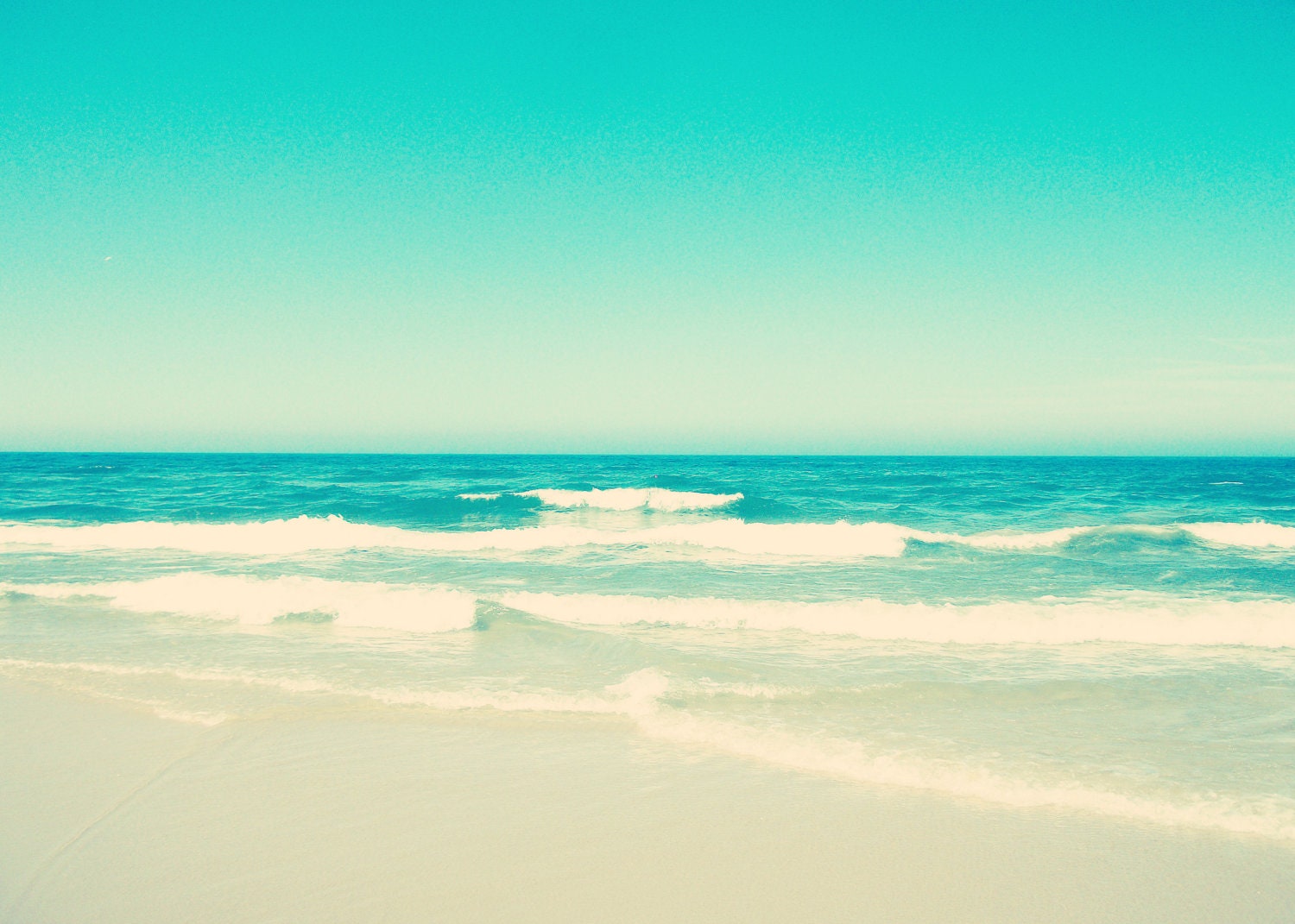 5x7 Seafoam Green Art Photography Print Beach Lake Photography Water Dreamy Beautiful White Clouds Sea foam Green Fine Art Original Print
