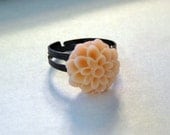 Dahlia flower cabochon adjustable Ring size 4, 5, 6, 7
