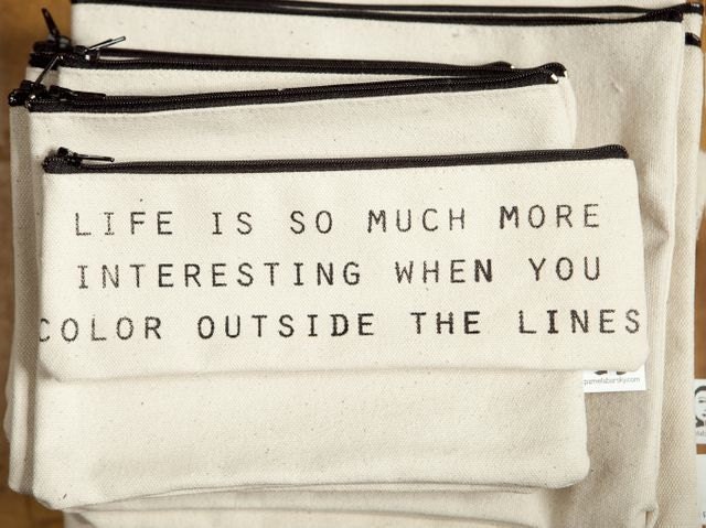 life is so much more interesting when you color outside the lines pouch