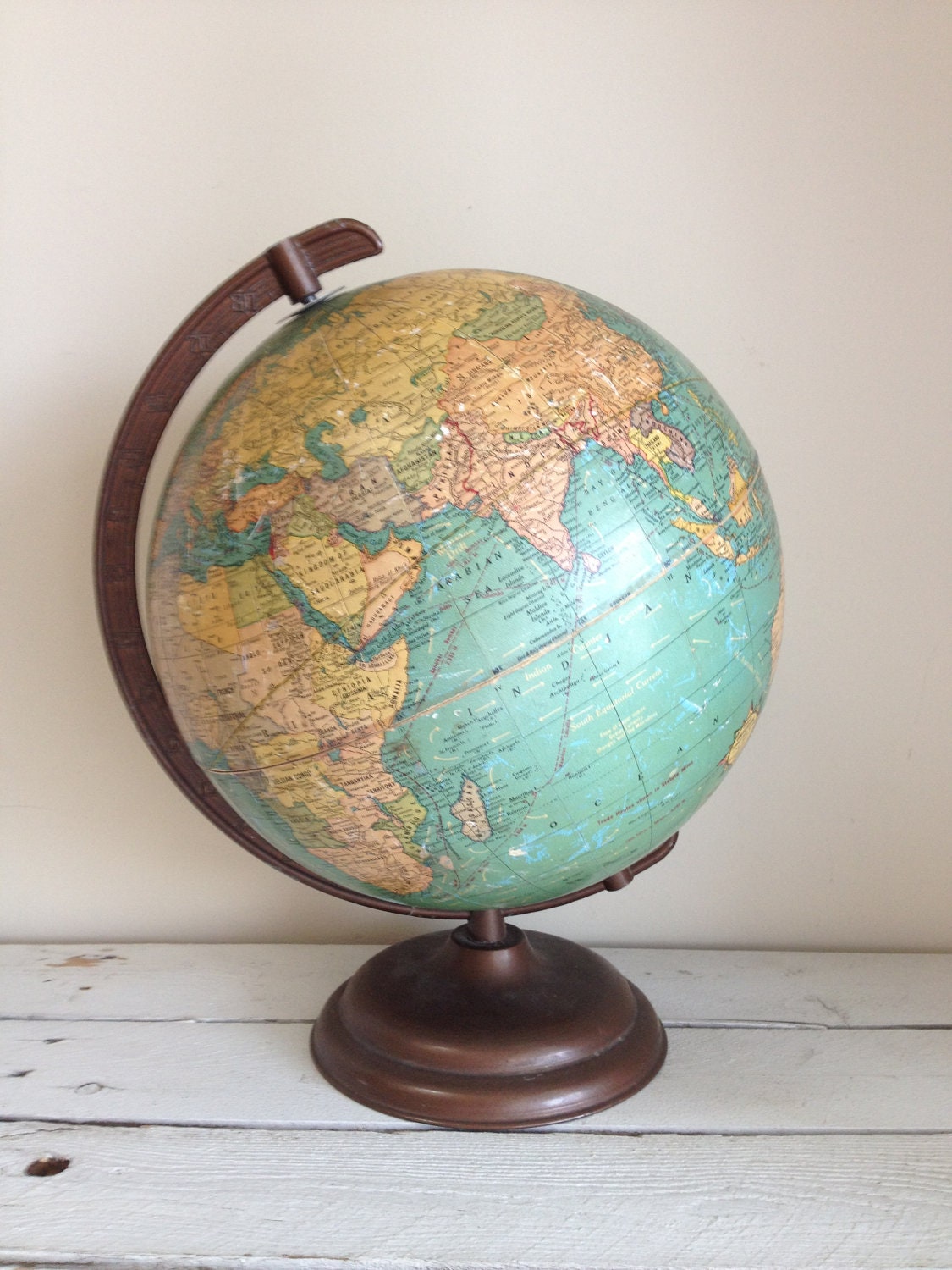 Crams Terrestrial Globe circa 1940s vintage chick vintage guy educational history by MellaFina