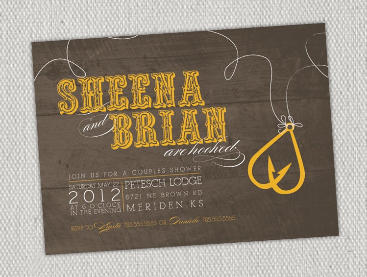 Love Fishing Hooks Couples Shower Invitation