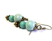 Turquoise and magnesite beaded protected earrings