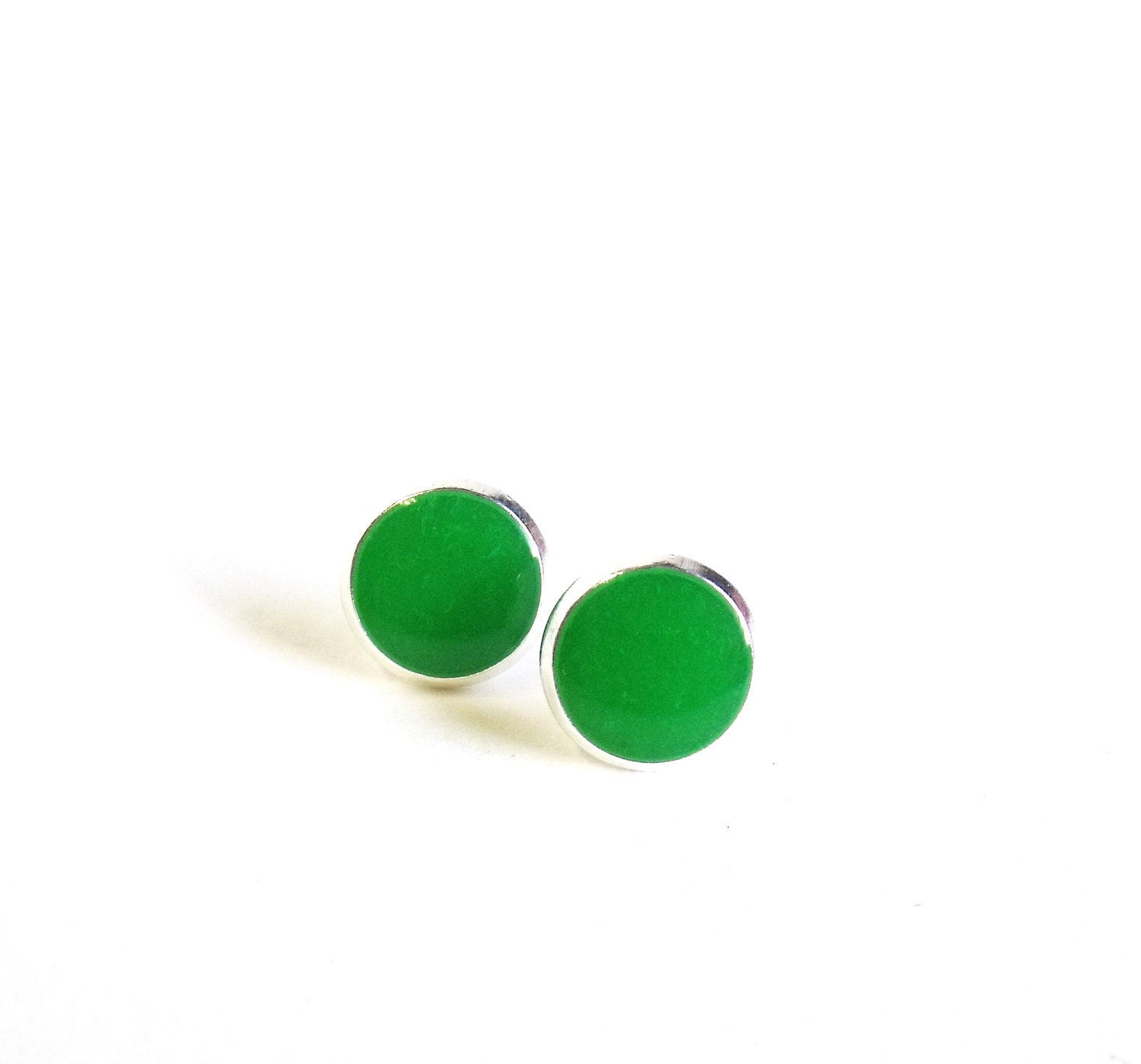 Tiny earring studs grass green stud earrings - agatechristina