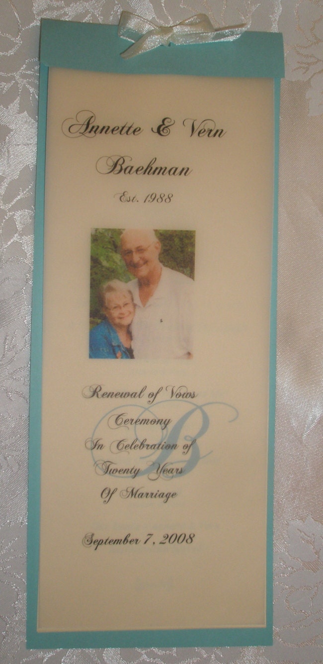 Items Similar To Custom Program For Vow Renewal Ceremony With Photo On 