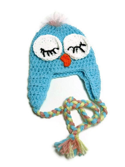 Owl Hat, Baby Bird Earflap Hat, Crochet Earflap Hat