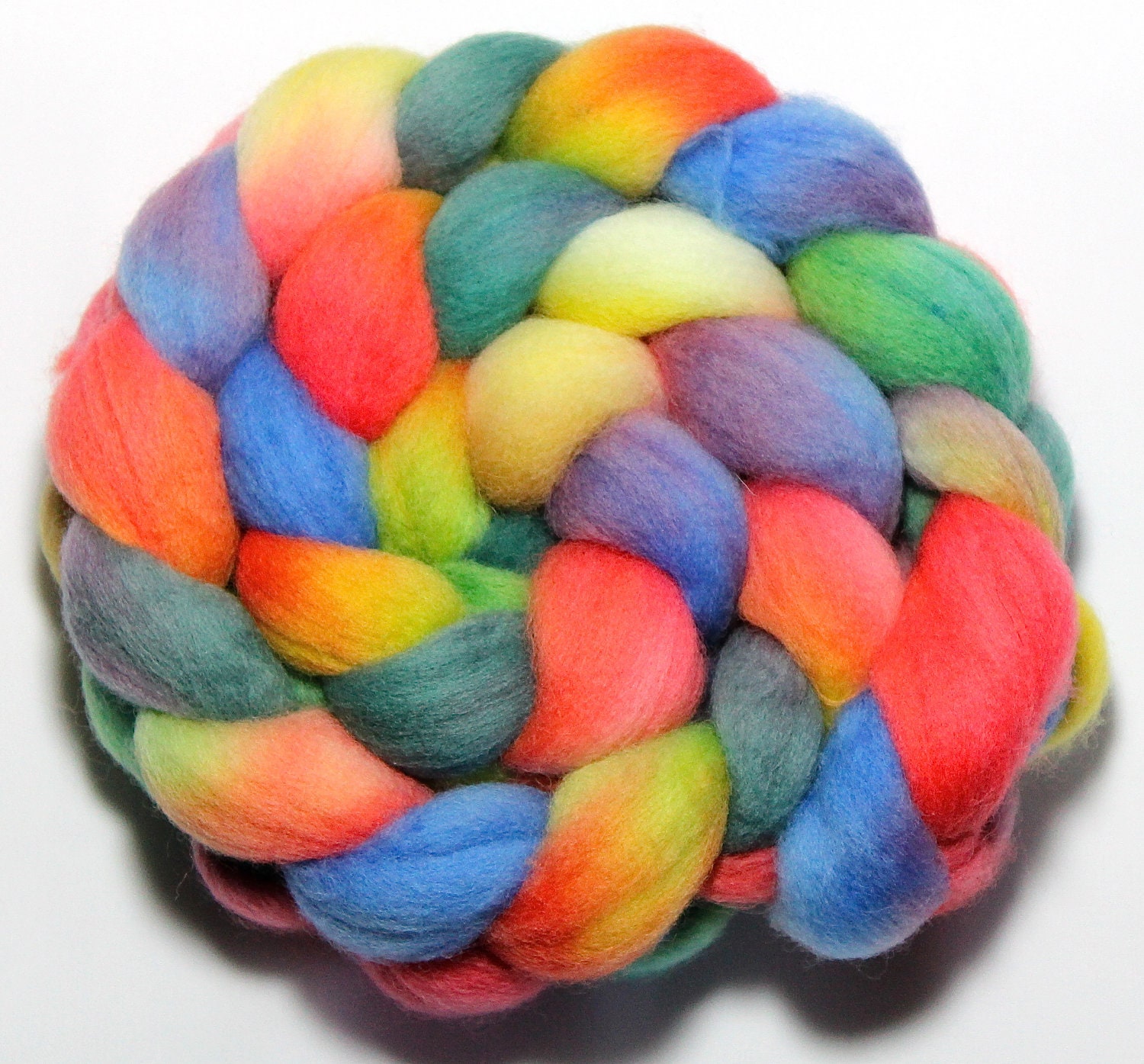 Handpainted Roving - Rainbow - Falkland Wool, 4 ounces.