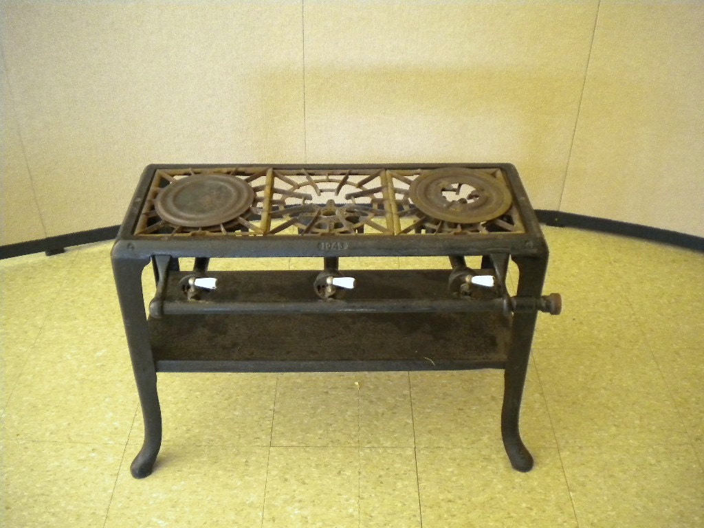 Vintage Antique Cast Iron Gas Grill Stove by janda15 on Etsy