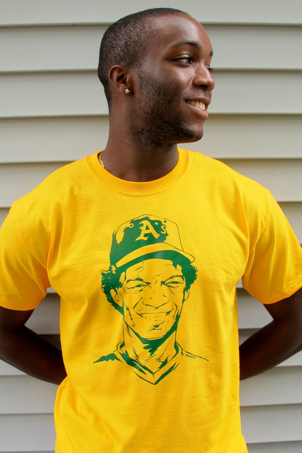 Rickey Henderson Illustrated Caricature T-Shirt -  Size Medium