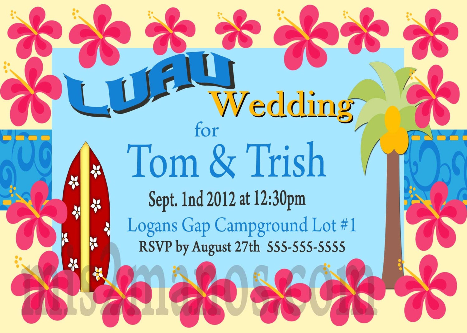 Luau Wedding Invite DIY Custom Printable Wedding Invitations Print at Home Invites Wedding invitation design custom
