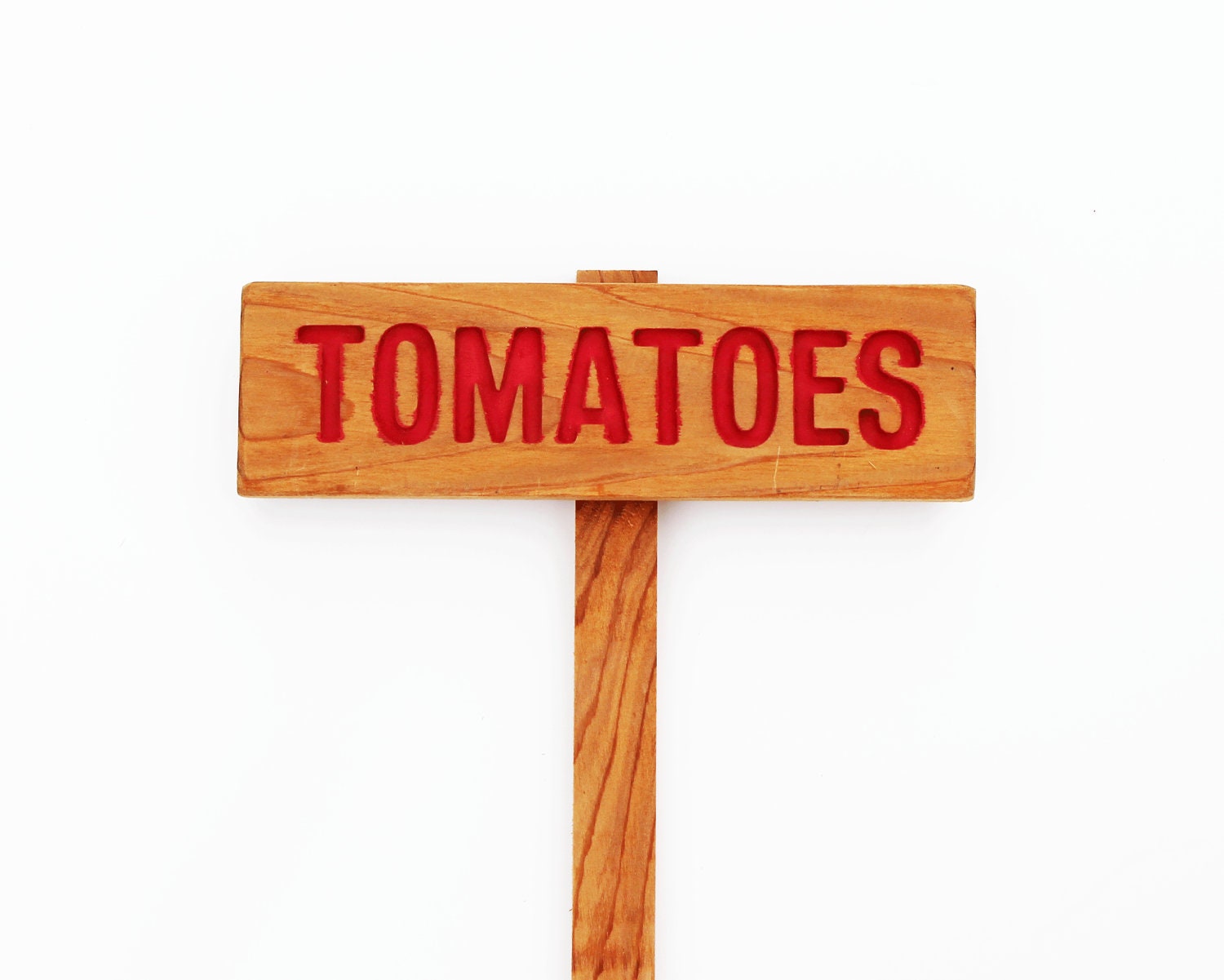 TOMATOES Garden Marker, Garden Sign Painted & Oil Sealed Cedar Wood: Hand Routed Sign, Vegetable Plant Garden Marker