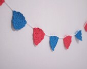 Crochet Scalloped Bunting Banner - Hot Pink and Blue - made by OrangeOdge