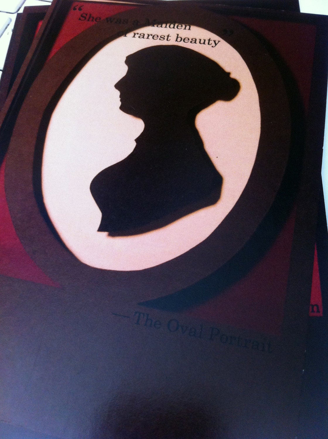 Edgar Allan Poe Handmade Papercut Layered Paper Craft The Oval Portrait Postcard