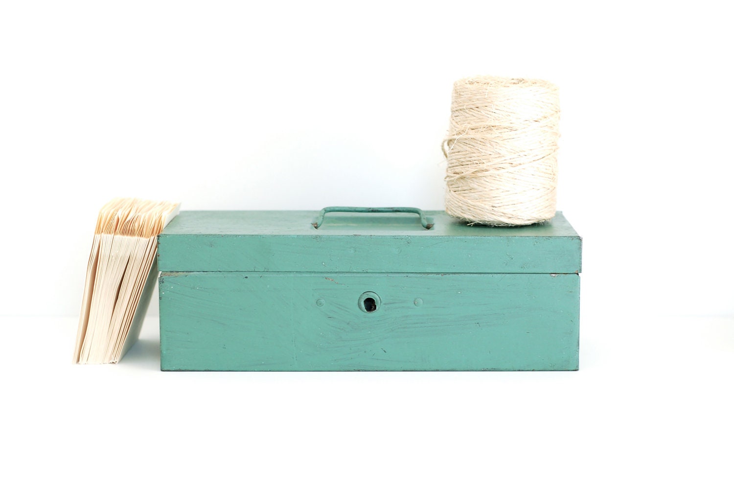 RESERVED FOR VIRNICE Vintage Minty Green Metal Storage Box